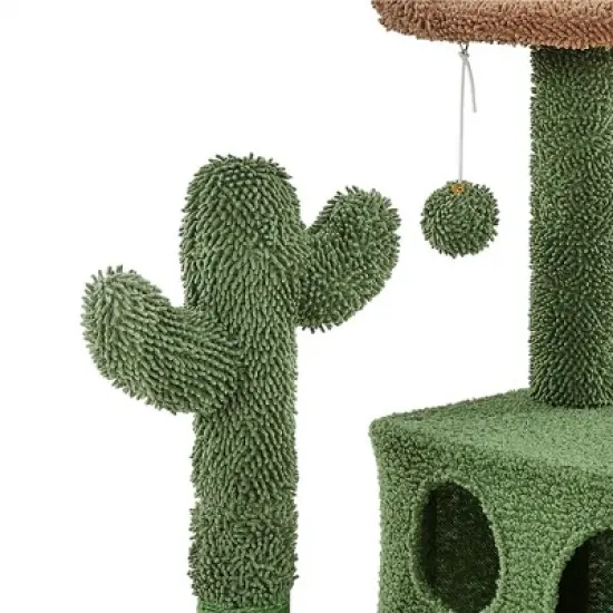 Yaheetech 54.5" H Cat Tree Cat Tower with Natural Sisal for Small- to Medium-sized Cats Green/Brown image {5}