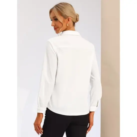 Allegra K Women's Collared Long Sleeve Button Down Work Office Blouse image {2}