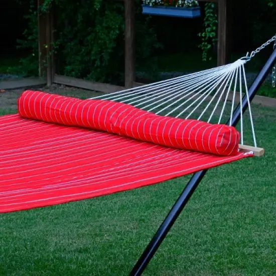 13' Quilted Hammock with Matching Pillow Striped - Red/Brown - Algoma image {2}