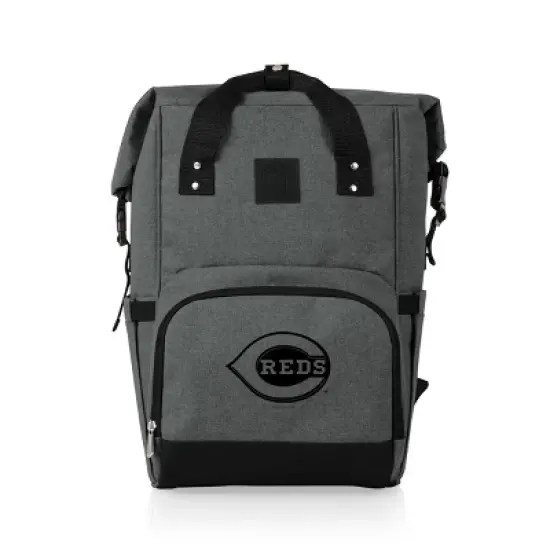 MLB Cincinnati Reds On The Go Roll-Top Cooler Backpack - Heathered Gray image {8}