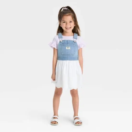 OshKosh B'gosh Toddler Girls' Denim Lace Skirtall - White image {3}