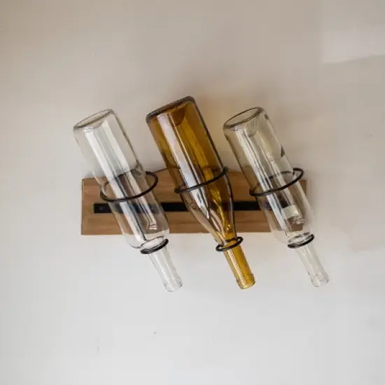 Black Metal & Wood Space Saving Wine Holder - Foreside Home & Garden image {1}