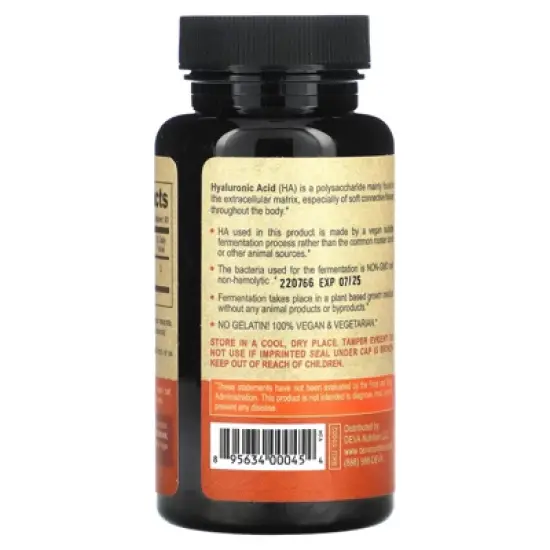 Deva Vegan Hyaluronic Acid , 100 mg , 90 Tablets image {2}