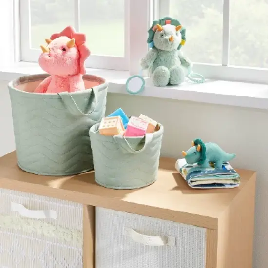 Quilted Fabric Small Round Storage Basket - Green - Cloud Island&trade; image {1}