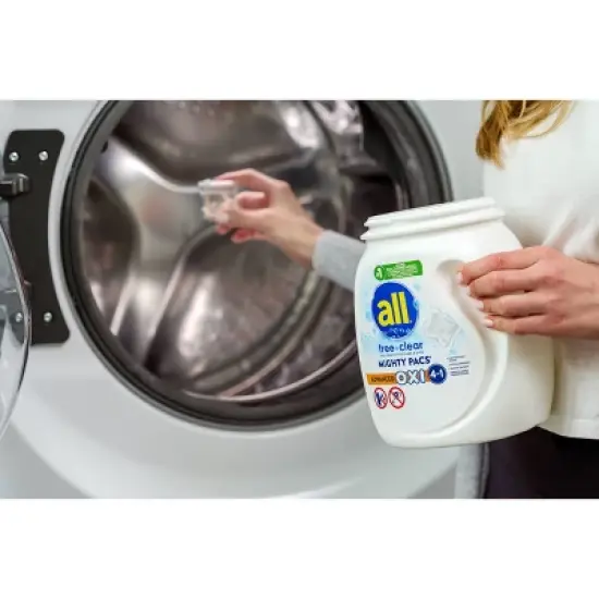 All Mighty Pacs Free Clear Laundry Detergent Pacs with OXI Stain Removers - 56ct/39.5oz image {5}