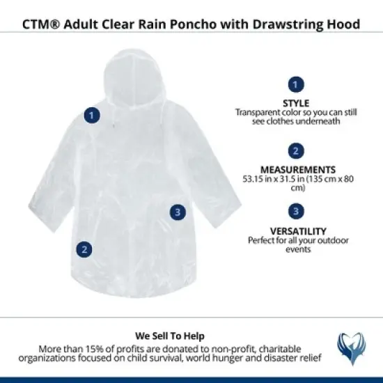 CTM  Clear Rain Pullover with Drawstring Hood image {2}