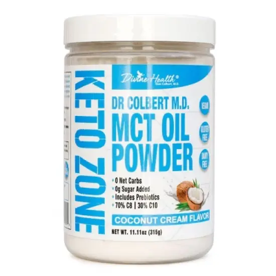 MCT Oil Drink Mix Powder - Sugar Free Coconut Cream Flavor Divine Health by Dr. Colbert - 11.11 oz image {5}