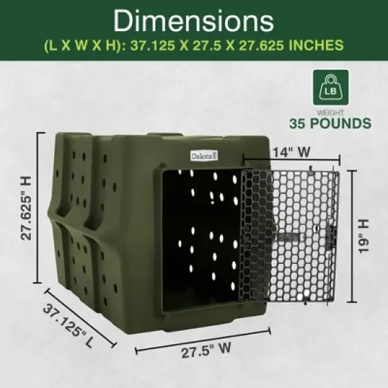Dakota 283 Canine Rough and Tough Economy Pet Kennel, Heavy Duty Crate for Dogs and Cats with Ventilation Holes, Large, Olive image {2}