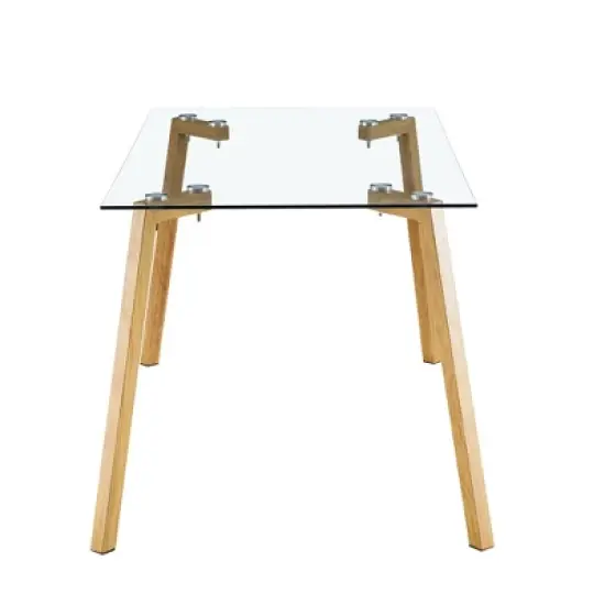 Modern Minimalist Rectangular Glass Dining Table For 4-6 People, Transparent - ModernLuxe image {6}