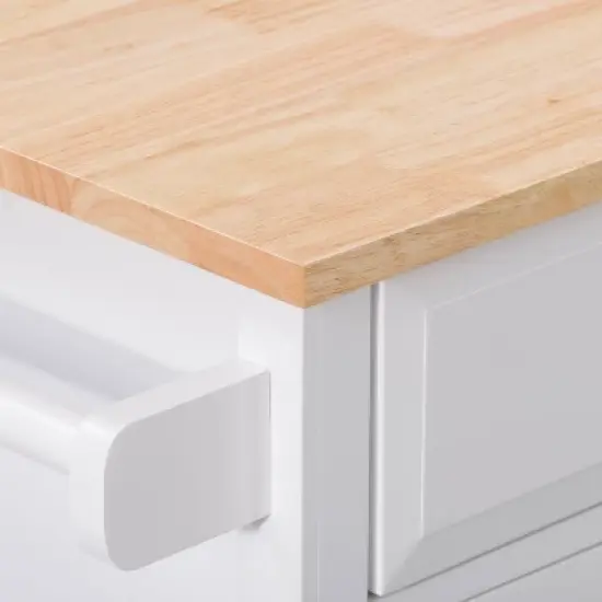 Sage Wood Kitchen Cart with Cupboard White - CorLiving image {4}