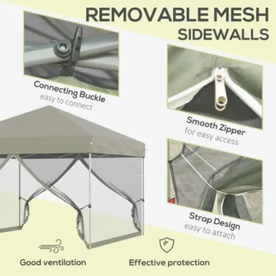 Resenkos Patio Garden Pergola, Pergola Canopy,10' x 10' Pop Up Canopy Tent, Tents for Parties with Wheeled Carry Bag, Beige image {8}