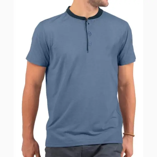 Men's Short Sleeve Henley T-Shirt with Contrast-Trim image {7}
