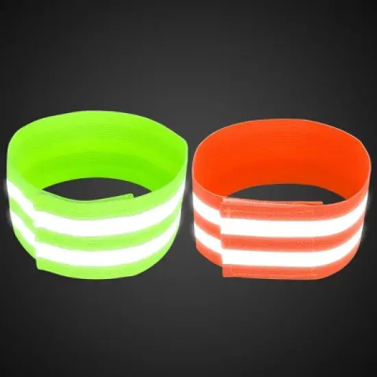 Unique Bargains Reflective Bands for Arm Ankle Reflective Armbands Slaps Night Riding Reflector Tape Straps Bracelet Orange Green 8 Pcs image {2}