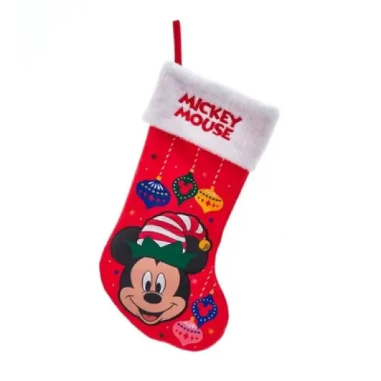 Kurt Adler Officially Licensed Disney Applique Christmas Stocking with Plush Collar, Mickey Mouse, 19" image {1}