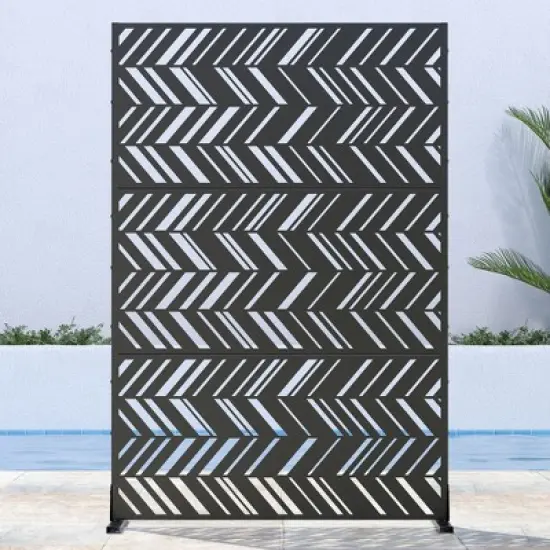 PexFix 72 in. H x 47 in. W Outdoor Metal Privacy Screen Garden Fence Asymmetrical Pattern Wall Applique image {4}