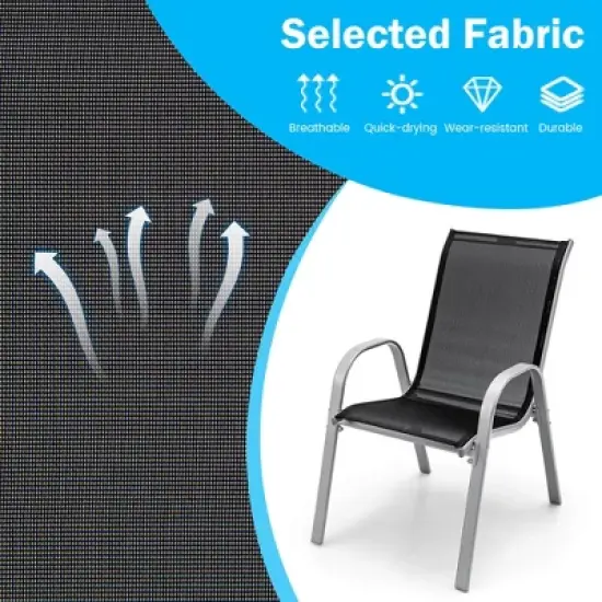 Tangkula 5 PCS Outdoor Dining Table Set w/ Extendable Aluminum Table & 4 Stackable Chairs image {7}