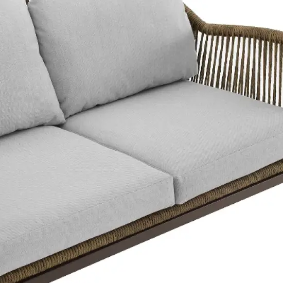 Haven 4pc Outdoor Wicker Conversation Set - Light Gray - Crosley image {11}