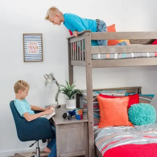 Max & Lily L-Shaped Twin over Twin Bunk Bed with Bookcase and Desk image {3}