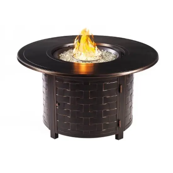 44" Round Aluminum 55000 BTUs Propane Woven Fire Table with 2 Covers - Oakland Living
 image {8}