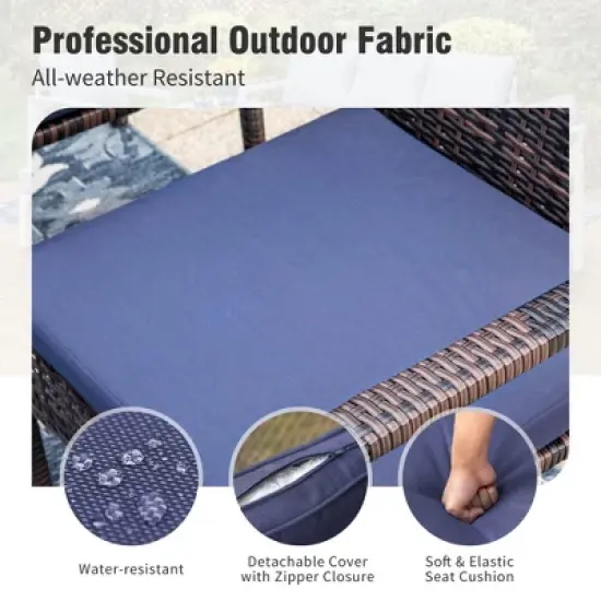 Captiva Designs 8pc Patio Dining Set with Rectangular Table & Armrest Rattan Chairs & Market Umbrella image {7}