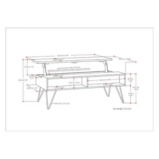 Moreno Solid Mango Wood Lift Top Coffee Table - WyndenHall image {9}