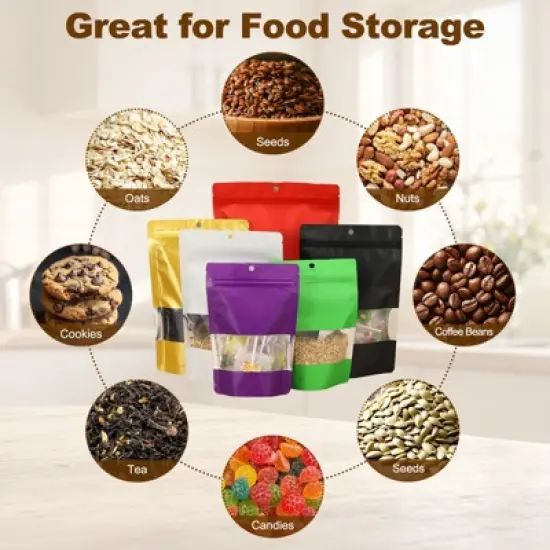 Unique Bargains Matte Metallic Aluminum Foil Zip Closure Food Storage Containers 60 Pcs image {4}