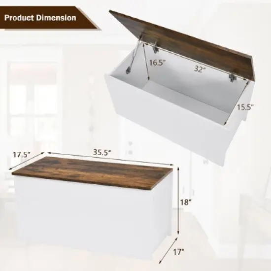 Costway Flip-top Storage Chest Lift Top Storage Bench Wooden Deck Box Toy Box image {1}