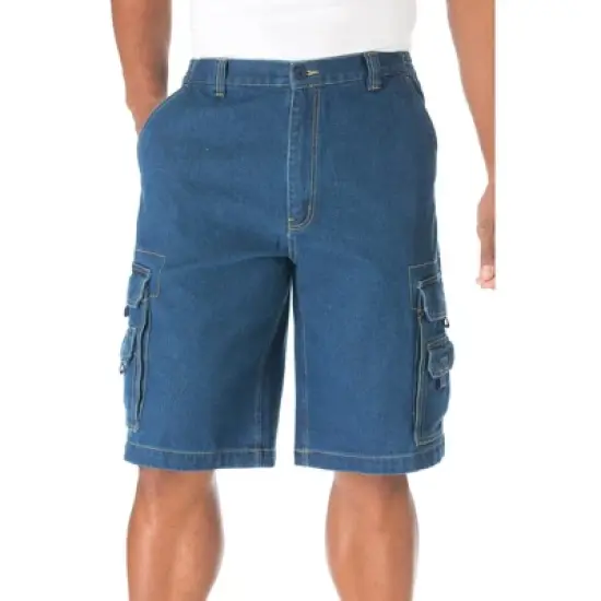 Boulder Creek by KingSize Men's Big & Tall  12" Side Elastic Denim Cargo Shorts image {5}
