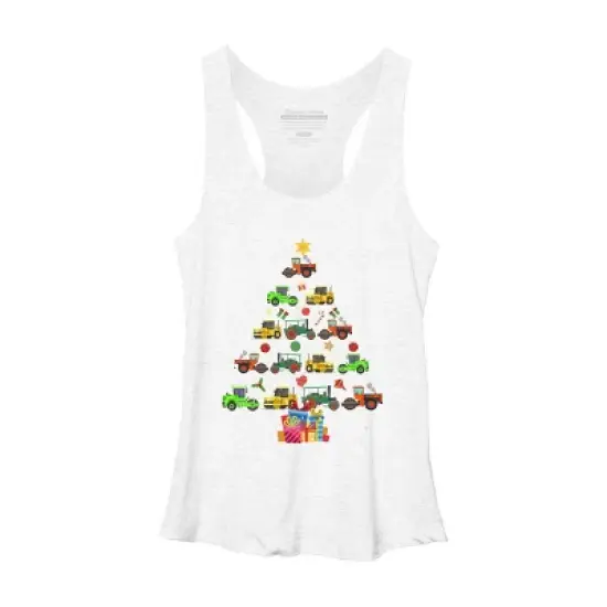 Women's Design By Humans Christmas Tractor Tree Gift Farmer Shirts Funny Tractor Xmas By VitMon Racerback Tank Top image {5}