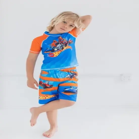 Hot Wheels Pullover Rash Guard and Swim Trunks Outfit Set Toddler to Big Kid  image {1}