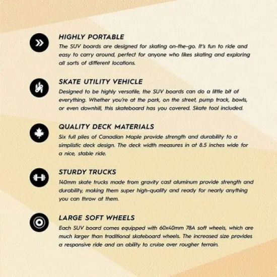 Magneto SUV Skateboards | Fully Assembled 31" x 8.5" Standard Size | 7 Layer Canadian Maple Deck with Skate Tool (SUV Graffiti) image {5}