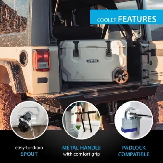 Lifetime 65 Quart High Performance Wheeled Cooler, Pumice Stone (91179) image {5}