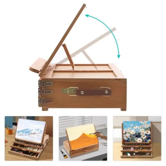 YIYIBYUS Adjustable Storage Box Easel, Painting Board Stand with Drawers image {2}