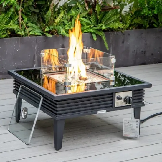 LeisureMod Walbrooke Patio Square Fire Pit and Tank Holder with Slats Design image {2}