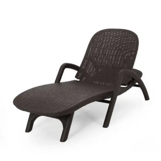 3D Wicker-Like Plastic Patio Chaise Lounge with Cushion, Weather-Resistant, Patio Recliner, Ergonomic Outdoor Accent Chairs -Christopher Knight Home image {5}
