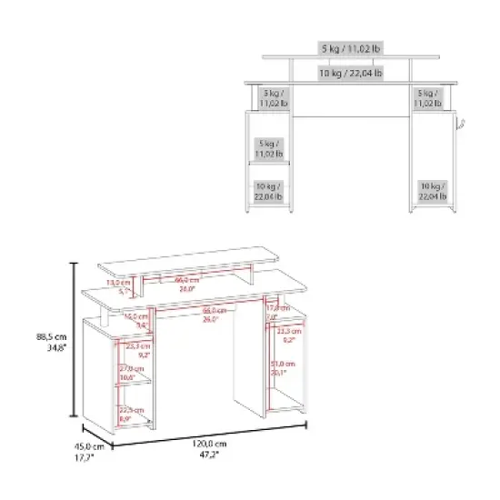 NicBex Minimalist Gaming Desk with CPU Tower&Elevated Monitor Shelf,Computer Desk Table for Home Use,Modern Study Writing Desk,Home Workstation,Black image {2}