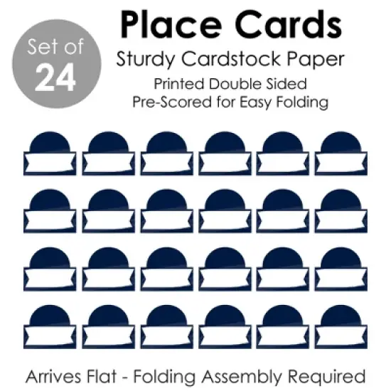 Big Dot of Happiness Navy Blue Elegantly Simple - Guest Party Favors Tent Buffet Card - Table Setting Name Place Cards - Set of 24 image {4}