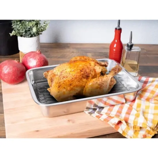 Lexi Home Stainless Steel Roasting Pan with Rack image {3}