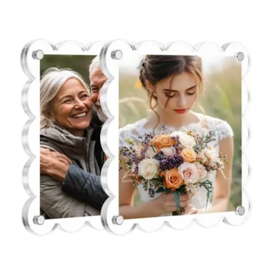 Unique Bargains Double Sided Fujifilm Mini Picture Acrylic Wavy Fridge Magnetic Frames 2 Pcs image {10}