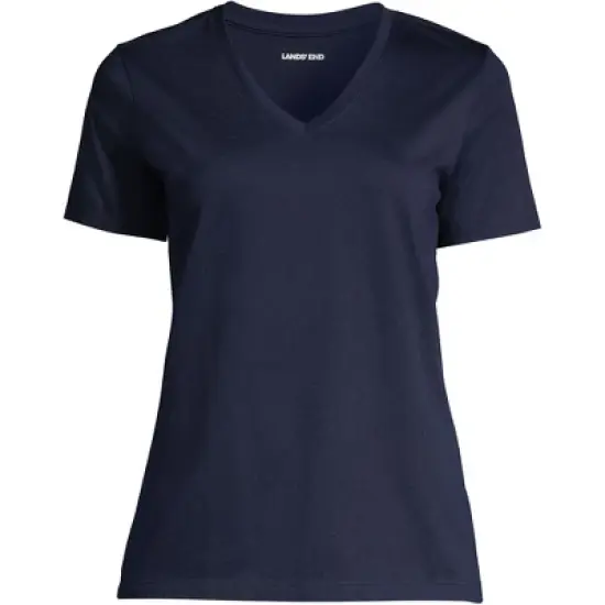 Lands' End Women's Relaxed Supima Cotton Short Sleeve V-Neck T-Shirt image {1}