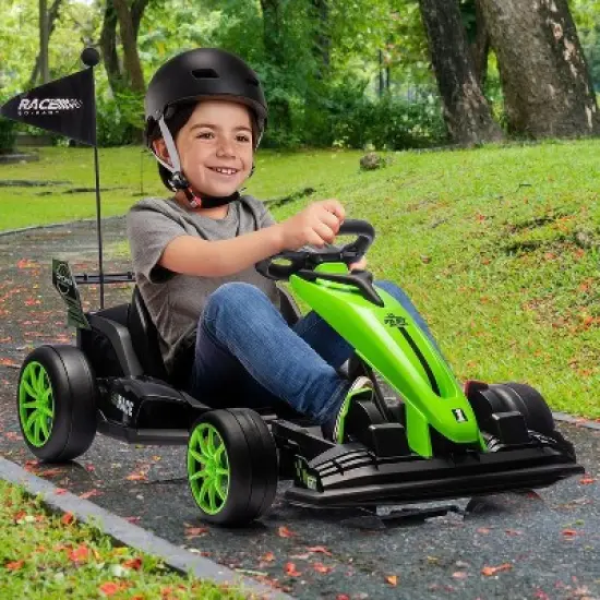 Ride On Go Kart for Kids, 24V 7Ah Battery Two 200W Motors, 8MPH Fast Drifting Circling Car, Adjustable Seat Electric Ride Toy, for Kids 6+ image {8}