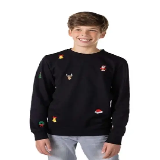 OppoSuits Deluxe Teen Boys Christmas Sweater - X-Mas Icons - Black image {2}
