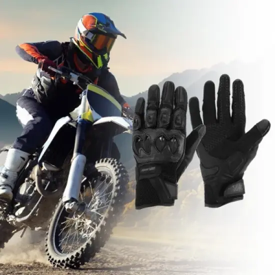 Unique Bargains Motorcycle Full Finger Gloves 1 Pair image {1}