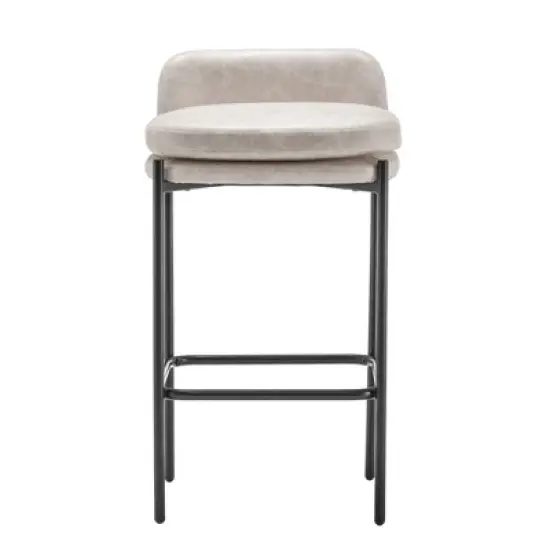 Modern Mid-Back Counter Height Barstool Faux Leather - WOVENBYRD image {1}