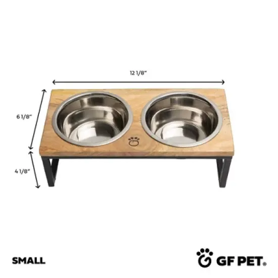 GF PET Mango Wood & Metal Double Feeder image {4}
