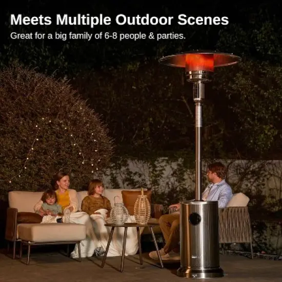 East Oak 31.9" x 86.6" 48000 BTU Torch Patio Propane Outdoor Portable Heater Stainless Steel Finish: Iron Frame, 10ft Heat Radius image {7}