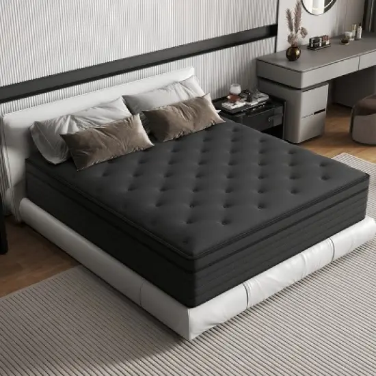 CHEVNI 12-14 Inch Mattress in a box Hybrid Spring Memory Foam Medium Firm Black image {1}