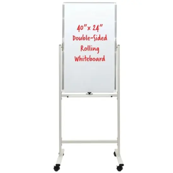 Excello Global Products Double Sided Whiteboard with Rolling Stand 40" x 24" image {6}
