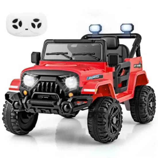 Costway 12V Kids Ride on Truck Car w/Remote Control, Threaded Wheels 3 Speeds LED Lights image {13}
