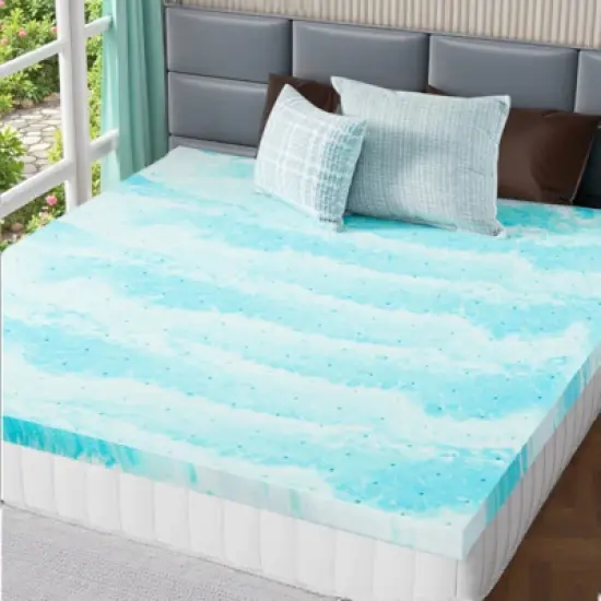 FURNIinspire Mattresses Memory Foam Cooling Gel Mattress Bed Topper For Back Pain image {5}